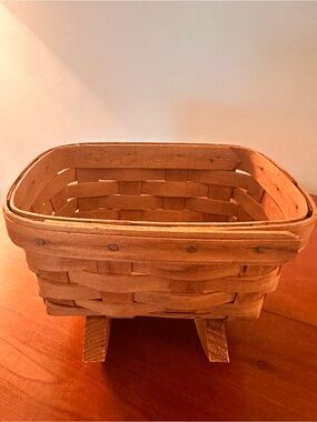 1987 Longaberger Mini Rocking Cradle Doll Bed Handwoven Basket USA 7x5 EUC